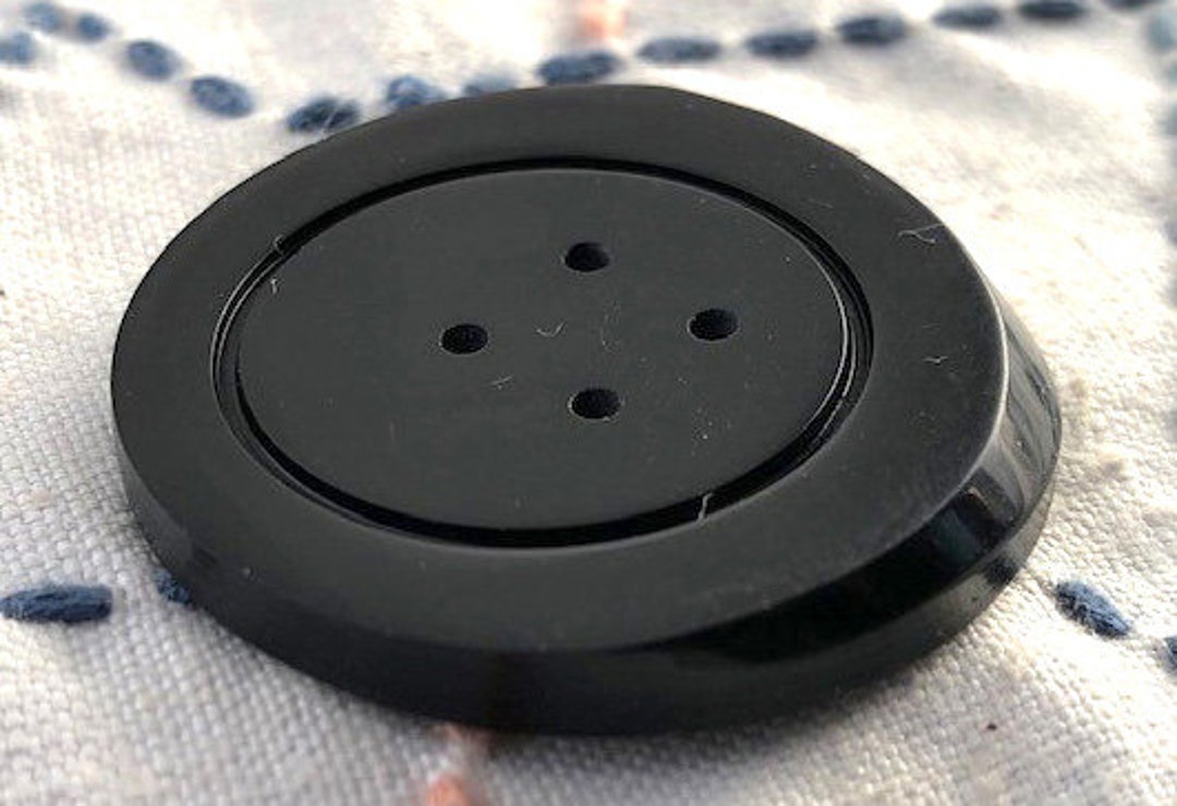 Black 4 Holes Sloped Art Deco Button 1930's - Etsy