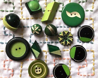 Lot groene Art Deco caseïne knopen diverse modellen