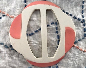 White and pink belt slide Art Deco 1930's