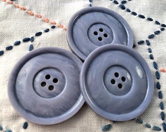 Marbled light blue galalith 1930's button 1 & 5/16 inch