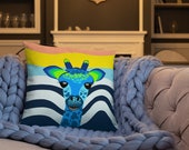 Giraffe Cushion, The face of the giraffe with bright and beautiful colors is a great decoration for the home