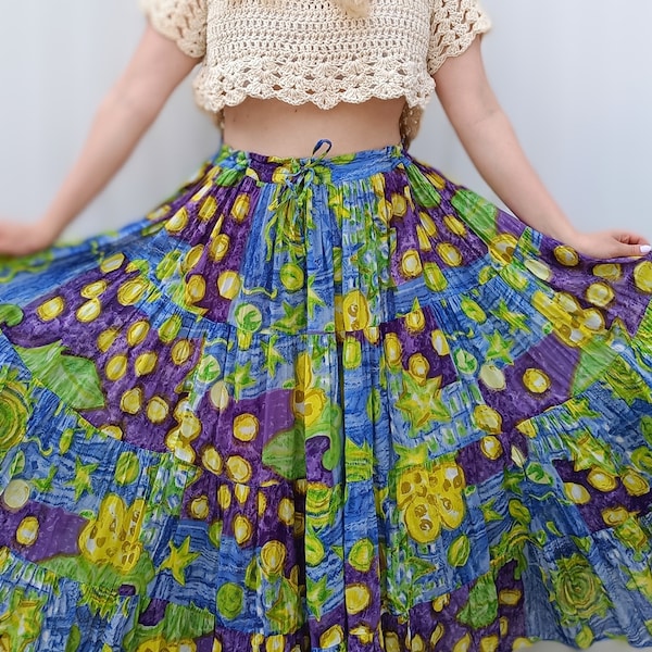 Free size - Vintage 70s Indian cotton gauze skirt