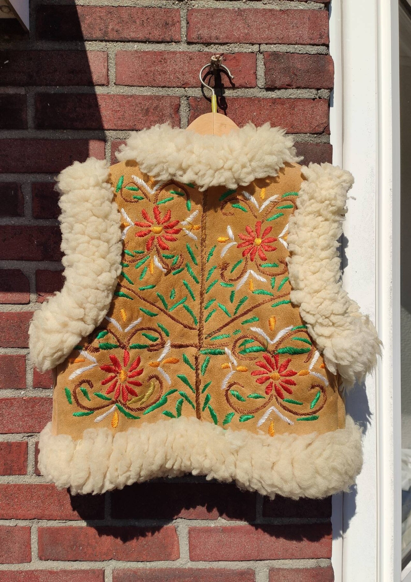 Vintage 70s afghan embroidery sheepskin lammy waistcoat Etsy