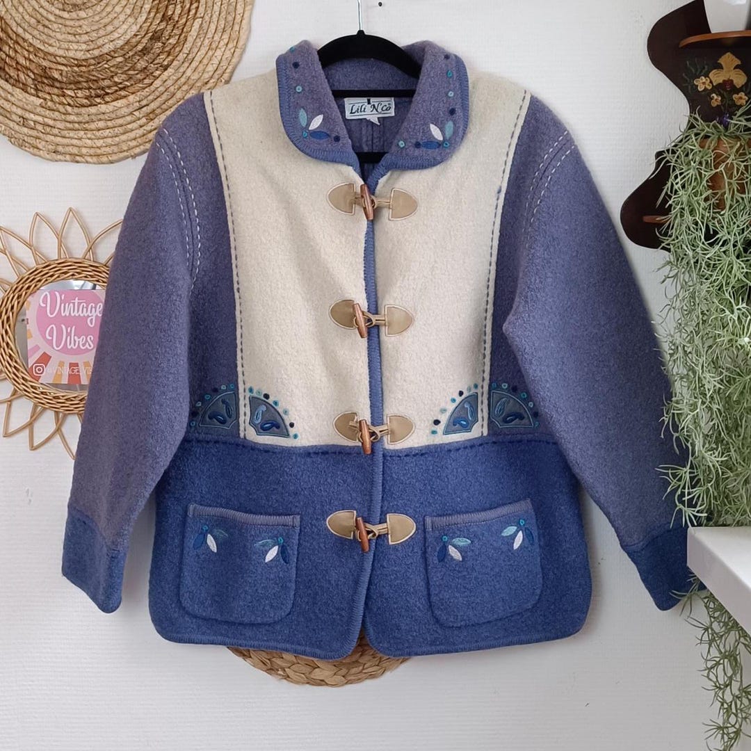 ジャケット・アウター Embroidered Design Tyrolean Jacket Size M/L - Vintage 80s Traditional Folklore Tyrolean Austria