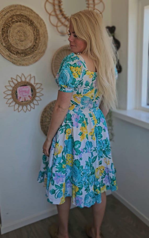 Taille M Robe midi en coton Burton vintage des années 70 - Main Image