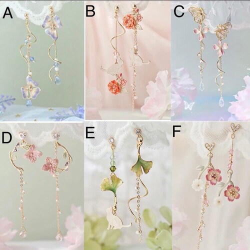 Cherry Blossom Pearl Dangle Earrings - Boho Floral Drop Earrings In Pink & Gold, Gift For Women, Birthday, Wedding - View #11