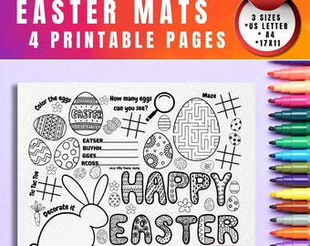 Easter Activity Placemat: Coloring, Maze, Word Search (Digital Download)