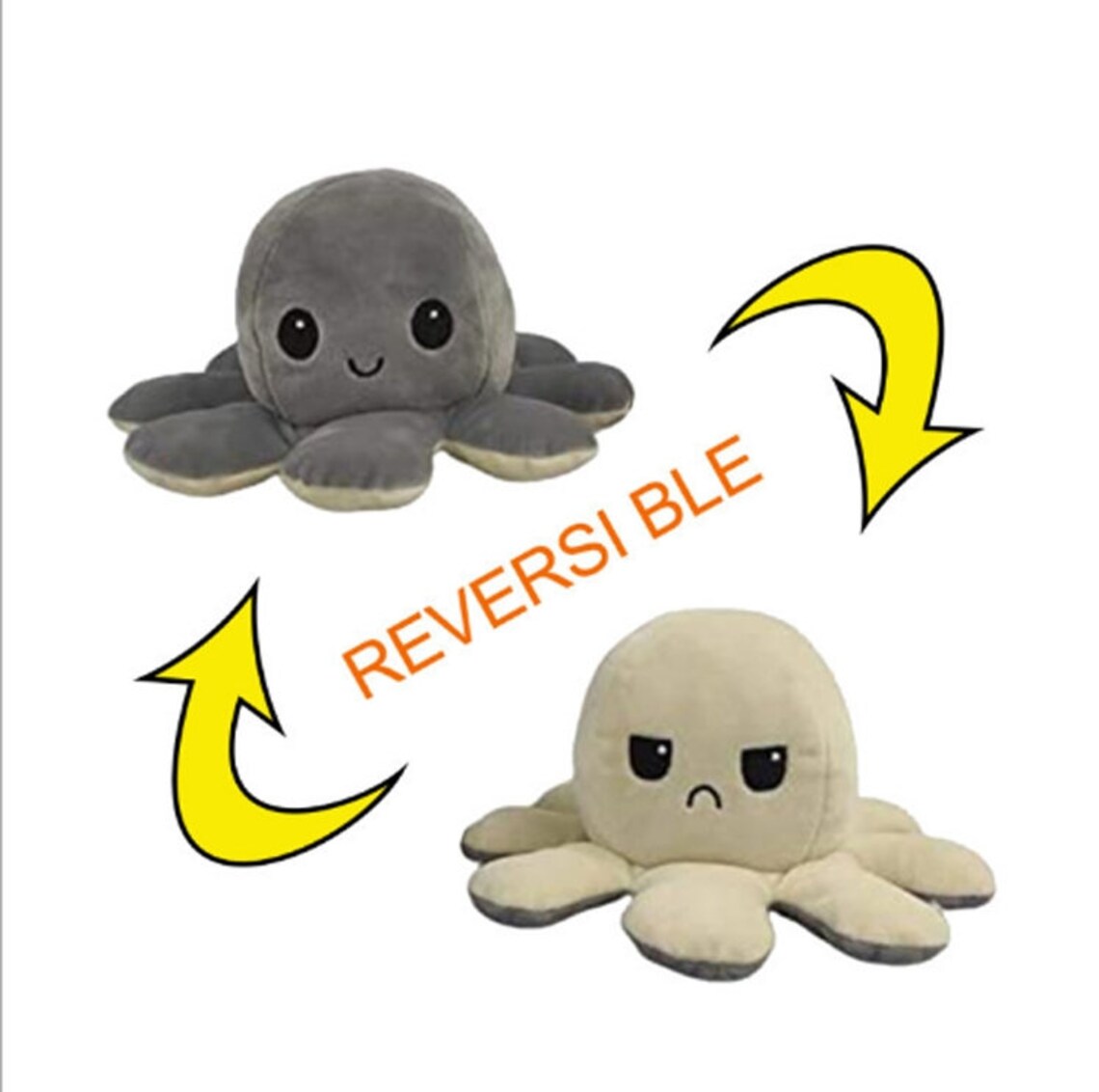 Doublesided flip reversible octopus plush toy two faces Etsy