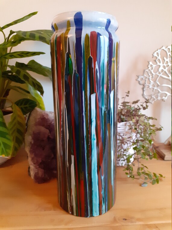 Large Stained Glass Drip Vase. Floor Vase. Statement Piece. Etsy UK