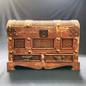 Elegant Wood Storage Chest with Drawers: Rustic Home Decor