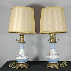 French Porcelain table lamp, Antique table lamp, European table lamp,