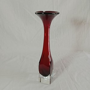Italian Handmade Murano Claret Red Glass Vase