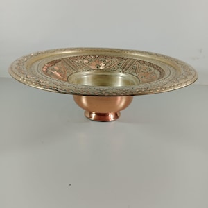 Handmade, inlaid copper Ottoman plate