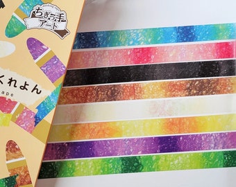 8pcs Crayon Colors Washi Tape in Box, 15mm, Basic Masking Tape, Solid Colors, Washi Tape for Picture Art, Japanese Stationery Gift Set