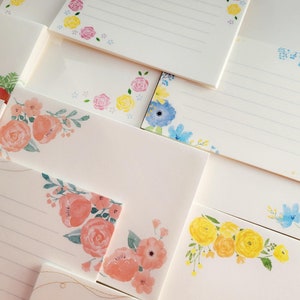Floral Mini Letter Set, Note Cards with Envelopes, Message Card Writting Set, Kawaii Stationery, Pen Pal Mail Supplies
