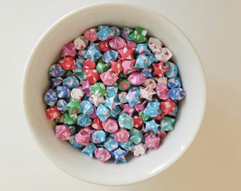 Heart Lucky Stars, Origami Wishing Stars, Valentine's Paper Decoration, Gift Box Filler, Bridal Shower Table Scatter, Anniversary