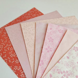 Sakura Cherry Blossom Origami Paper, Washi Paper, Pinks Silver Accent, Floral Design Folding Paper, Pick Size 6&quot;x6&quot;, 2.55&quot;x2.55&quot;