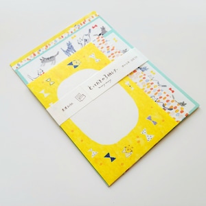 Kitty Cat Japanese Writing Set, Letter and Envelope Kitten Theme, Kawaii Stationery, Mino Washi Writing Paper, Penpal Mail Supplies
