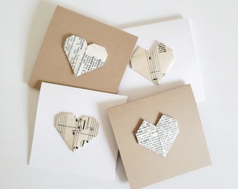 8 Valentine Heart Cards with Heart Envelopes, Reversible