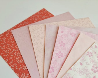 Sakura Cherry Blossom Origami Paper, Washi Paper, Pinks Silver Accent, Floral Design Folding Paper, Pick Size 6"x6", 2.55"x2.55"