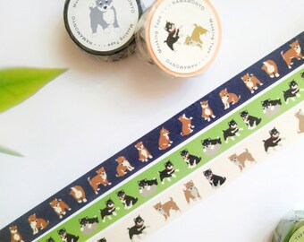 Shiba Inu Washi Tapes,15mm, 1 or 3 Kawaii Cute Dogs Masking Tapes, Journal Planner, Shiba with Friends, Hamamonyo