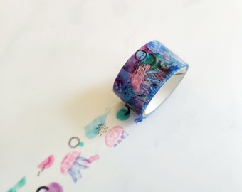 Jellyfish Clear Masking Tape, 20mm, Ocean Life Animals, Cellophane Transparent Tape, Kawaii Stationery, by Kohaku