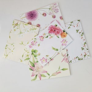 15 mini enveloppes florales, Enveloppes pour cartes-cadeaux pour pièces de monnaie, Lettres d'amour, Lettre de fée des dents, Journal indésirable, Éphémères, 5 motifs