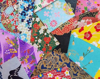 Assorted Mini Yuzen Paper, Small Origami Paper Pack, Japanese Washi Chiyogami, Choose Sizes, 25/50/100 Sheets Pack