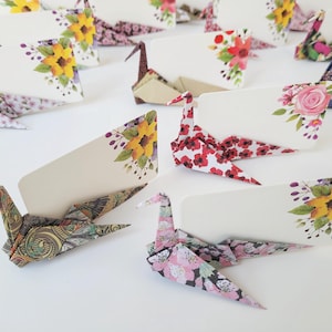Origami Crane Place Card Holders, Wedding Party Place Card Display, Table Name Cards Display, Traditional Japanese Chiyogami Patterns