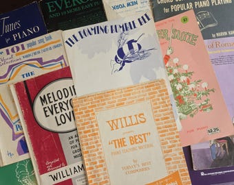 Sheet Music Book Covers , Vintage Song Booklet Front Pages, Old Instrument Paper Ephemera, Junk Journal, Collage, Mixed Media Craft Supplies