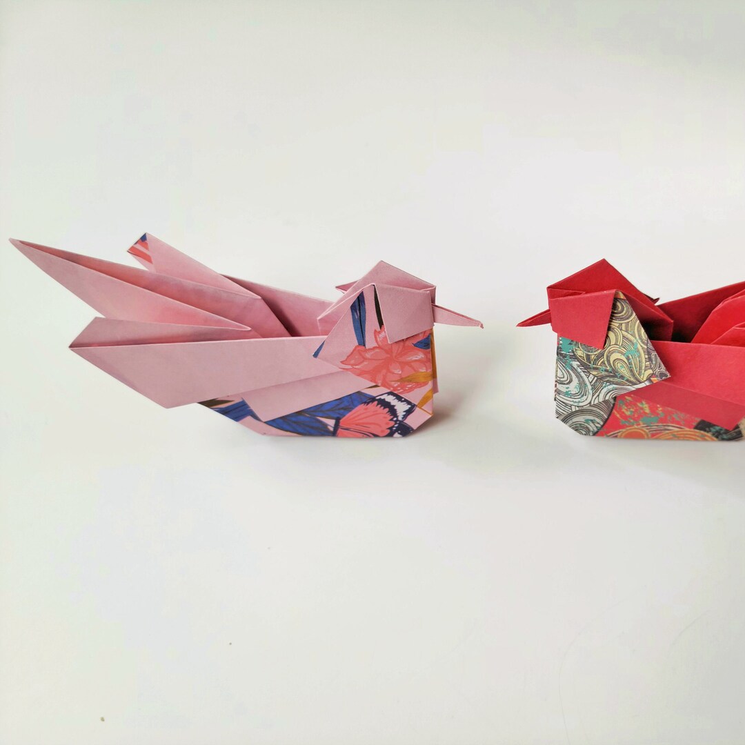 Origami Mandarin Ducks, Handmade Paper Birds, 3D Paper Animals, Origami
