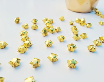 Gold Origami Lucky Stars, Metallic Foil Mini Wishing Stars, 3D Wedding Confetti, Christmas New Year Decoration, Party Table Scatter Decor