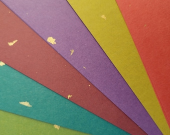 Muted Warm Color Origami Paper Gold Fleck, Gold Fleck, 6x6 inch, Double Sided Same Color, Japanese Plain Washi, 24 sheets