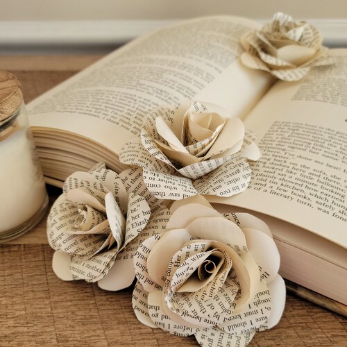 Book Roses Paper Roses Etsy