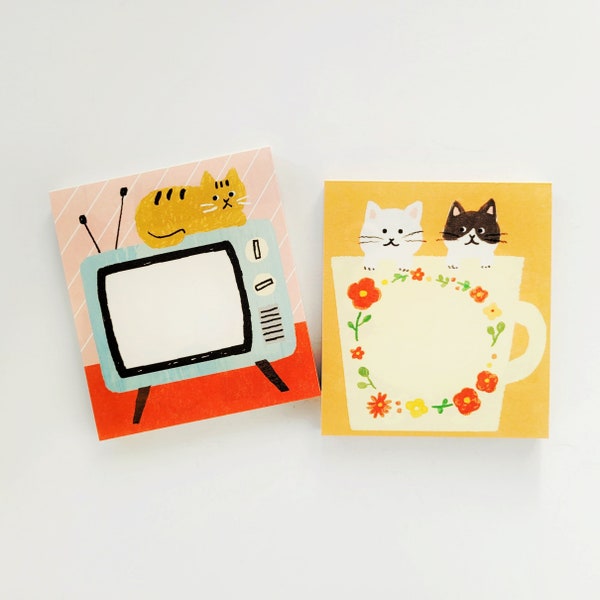 Cat Memo Pad, Message Note Pad, Office & School Supplies, Kawaii Japanese Stationery, Washi Paper Gift, 100 sheet