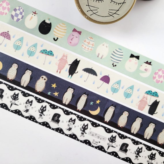 Whimsical Cat Washi Tapes, 25mm, Decorative Masking Tapes, Journal Planner Scrapbook, Cat Owner Gift, Kawaii Stationery