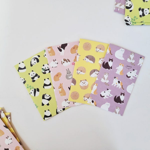 Animal Mini Envelopes, Mini Message Envelope, Coin Gift Card Holders, Bunny, Cat, Hedgehog, Panda, Gift Packaging, 6 or 12pcs