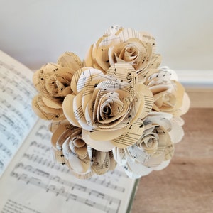 Vintage Sheet Music Roses, Piano Note Flowers, Rustic Wedding Decor, Music Room Decor, Gift for Teacher, Anniversary Gift