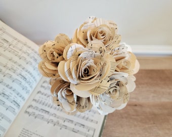 Vintage Sheet Music Roses, Piano Note Flowers, Rustic Wedding Decor, Music Room Decor, Gift for Teacher, Anniversary Gift