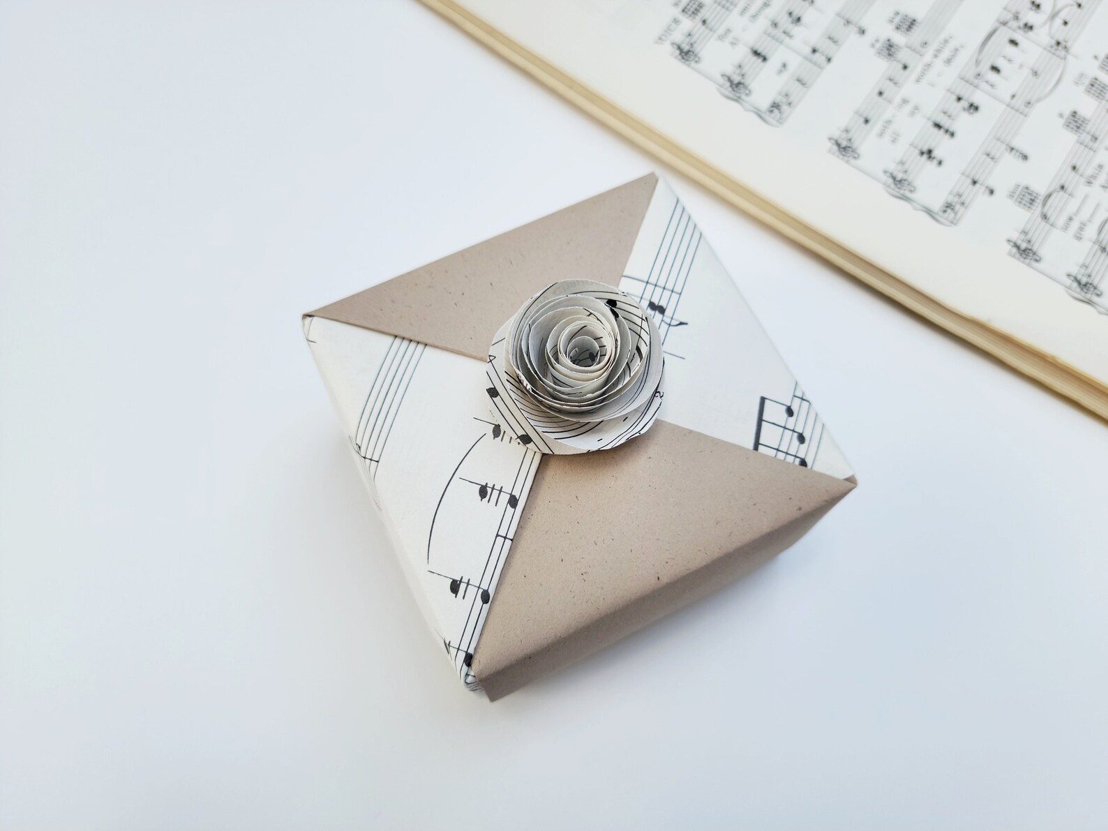 Music Note Origami Box Handmade Gift Box Upcycled Sheet Etsy