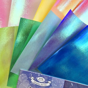 Aurora Origami Paper Pack, 15x15cm, 6&quot;x6&quot;, Iridescent Glossy Decorative Paper, Shimmer Craft Paper, 10 Colors, 10 Sheets