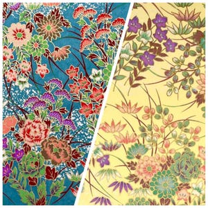 Large Yuzen Paper, Mixed Flowers, Japanese Washi Papert, Origami Handmade Craft Paper, Various Size, #WM012
