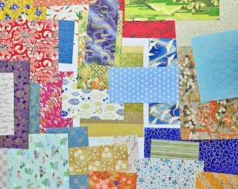 Yuzen Washi Scrap Pack, Assorted Patterns and Sizes, Japanese Handmade Decorative Paper, Scrapbook, Art Craft Collage Junk Journal Projects