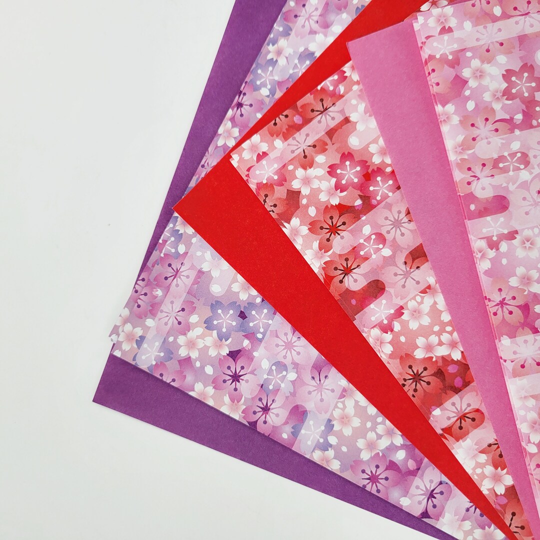 Double Sided Origami Paper Cherry Blossom, 6x6, Chiyogami Folding Paper