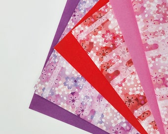 Double Sided Origami Paper Cherry Blossom,  6"x6", Chiyogami Folding Paper, Decorative Craft Paper, 15x15cm, 30 sheets