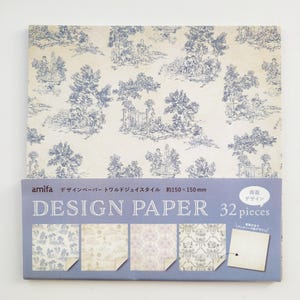 May include: A pack of 32 design papers featuring a toile pattern. The papers are 6 inches by 6 inches and are perfect for scrapbooking, card making, and other craft projects.