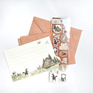 The Wolf Fairy Tale Mini Letter Set, Grimm Seven Goats, Message Notes Card w/ Envelopes, Cute Japanese Stationery, Penpal Mail Writting Set