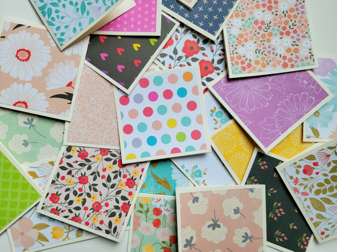 3"x3" Mini Note Cards, Bulk Notecards, Assorted Patterns, Floral ...