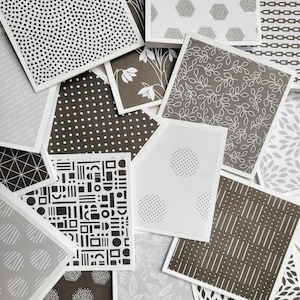 Mini-cartes de correspondance noir et blanc de 3 x 3 po., Cartes de correspondance en vrac, Motifs assortis, Floral, Géométrique, Remerciement, Message d'amour pour boîte à lunch