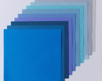 Blue Tones Origami Paper Pack, 6x6 inch, Double Sided Same Color Paper, Japanese Folk Craft Paper, 10 Plain Solid Colors, 50 Sheets